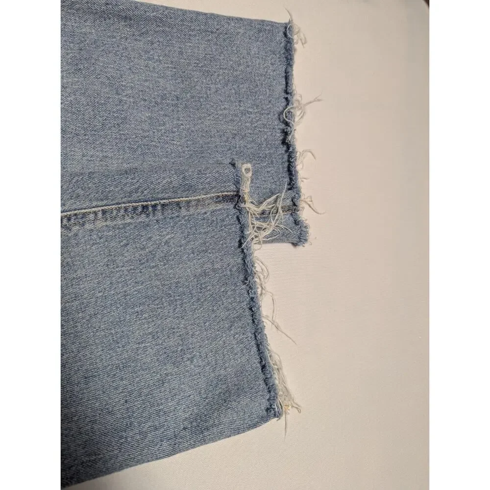 J Crew Jeans Sz 28 Demi Boot Crop Frayed Hem Billie High Rise Denim 10" Light - Picture 5 of 11
